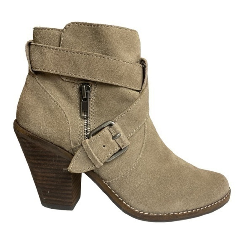 Dolce Vita Women’s Taupe Tan Suede Buckle Block Heel Ankle Boots US Size 7